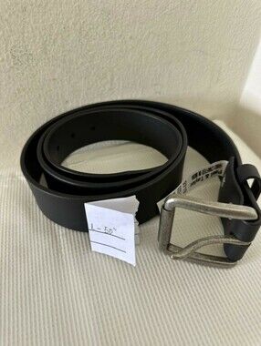 Paul Taylor Men's Black Leather Belt With Silver Tone Buckle